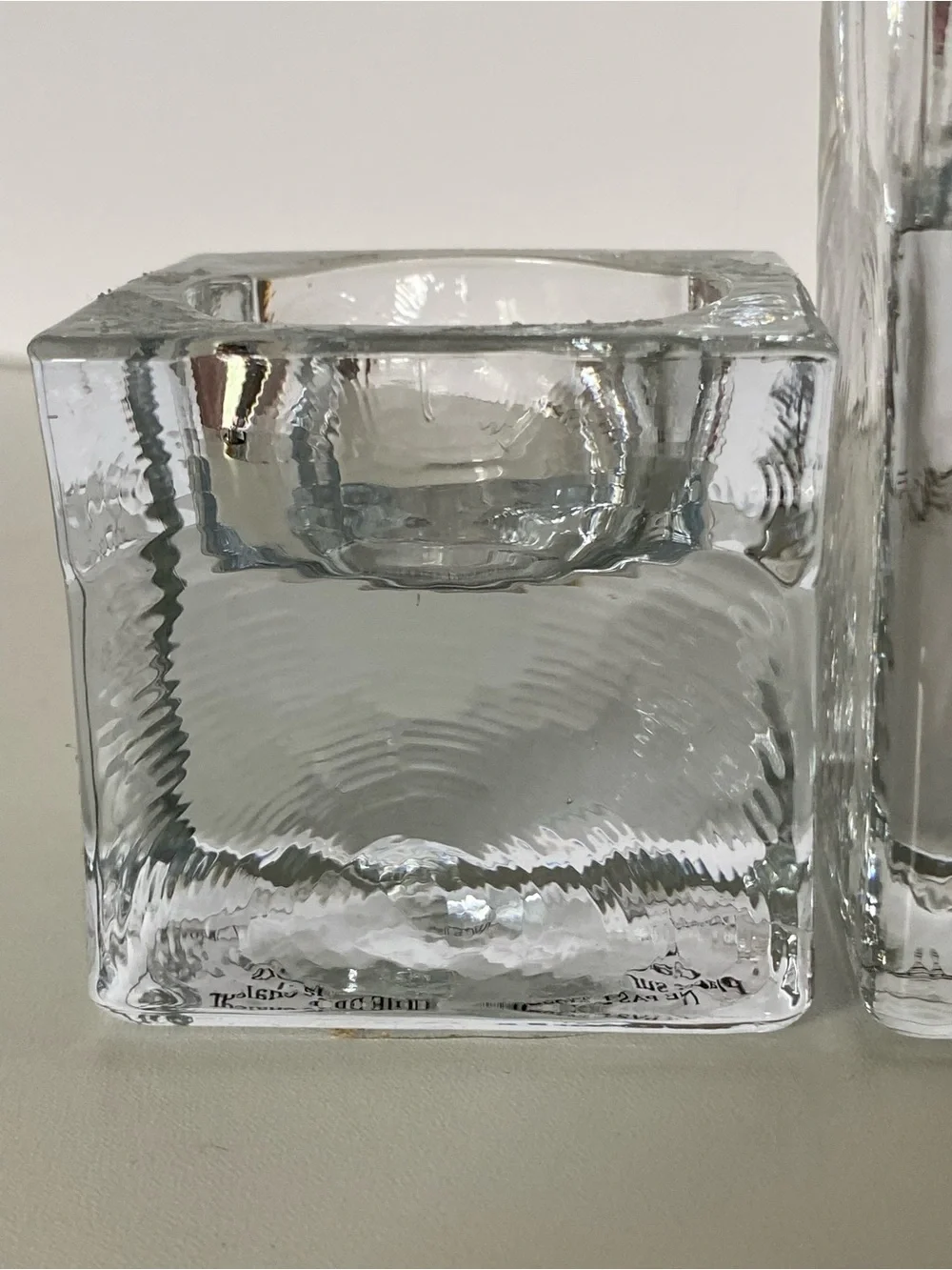 Pottery Barn Square Tealight Candle Holders Vintage Set Of 2 Recycled Glass EUC
